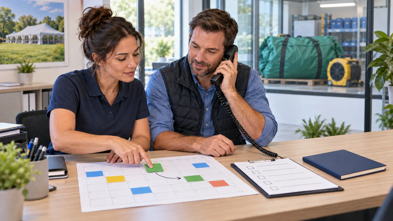 Illustrazione concettuale di riprogrammazione del noleggio e comunicazione con il cliente.
